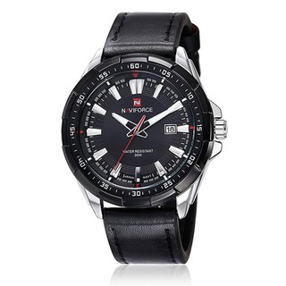 สินค้า นาฬิกา naviforce แท้ นาฬิกาข้อมือผู้ชาย สีดำ สายหนัง รุ่น NF9056-BLSIL
