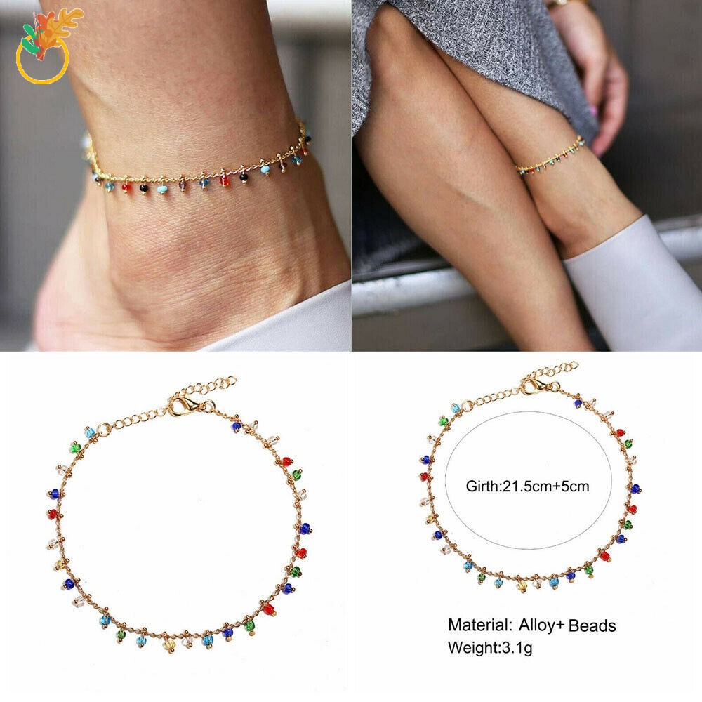 ภาพหน้าปกสินค้าColorful Rice Beads Tassel Pendant Foot Ornaments Anklets Korea New Fashion Accessory Jewelry