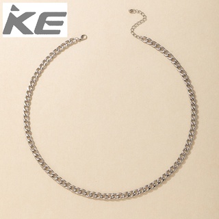 Simple Hip Hop Jewelry Alloy Silver Chain Necklace Geometric Metal Single Chain for girls for