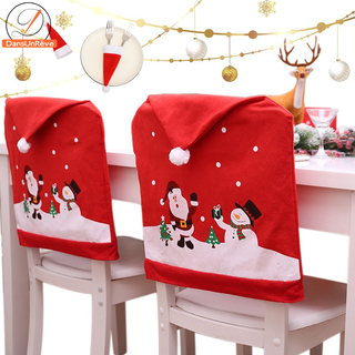 ผ้าคลุมเก้าอี้ ลายซานตาคลอส สีแดง สําหรับตกแต่งบ้าน คริสต์มาส วันหยุด  Christmas chair cover