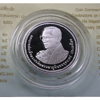 เหรียญ 20 บาท นิเกิลขัดเงา ที่ระลึกมหามงคลเฉลิมพระชนมพรรษา 80 พรรษา ร9