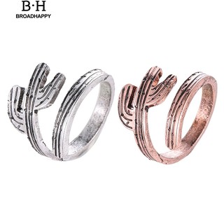 💘broadhappy💍ผู้หญิงเปิดกระบองเพชรลายวินเทจเปิดแหวน แหวนเกลี้ยง