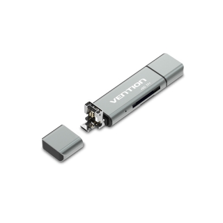 [ส่งไวจากไทย] Vention เครื่องอ่านบัตร การ์ดรีดเดอร์ 2 การ์ด Card Reader OTG Adapter มีหัว USB 3.0/Type C/Micro USB 256GB TF SD Micro SD เหมาะสำหรับโทรศัพท์มือถือ และคอมพิวเตอร์