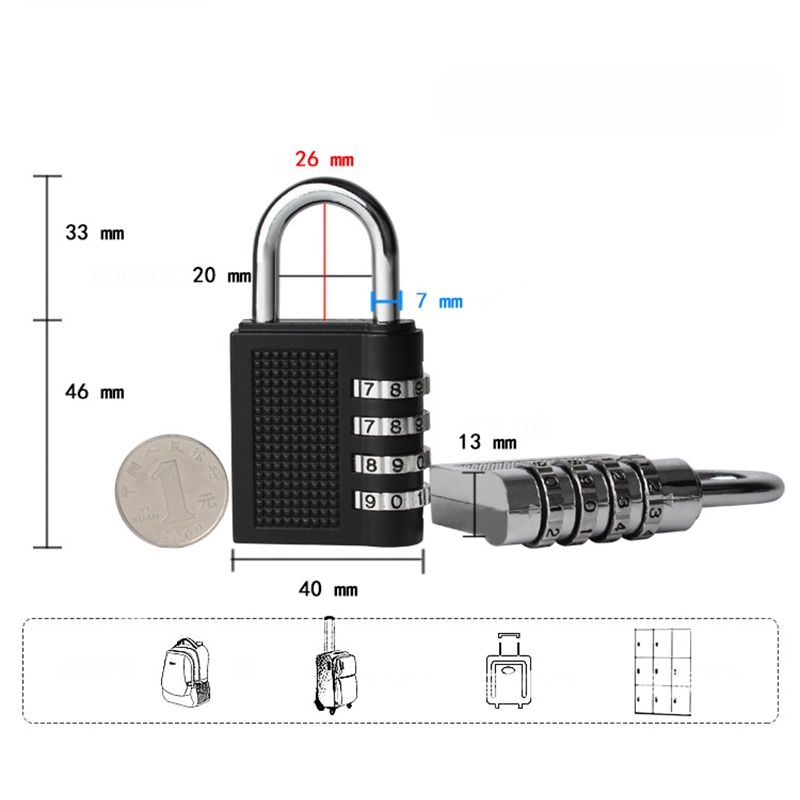 กุญแจ-รหัส-4-รหัส-ล็อค-กระเป๋า-กระเป๋าเดินทาง-ตู้ล็อคเกอร์-ตู้จดหมาย