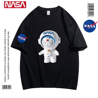 เสื้อยืดโอเวอร์ไซส์เสื้อยืดแขนสั้น แขนห้าส่วน พิมพ์ลาย NASA สไตล์ฮ่องกง สําหรับผู้ชาย และผู้หญิงS-3XL