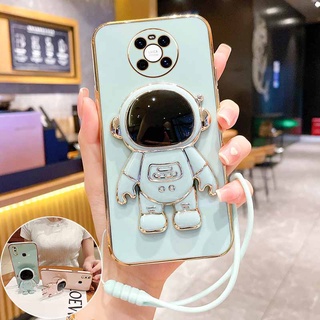 เคสโทรศัพท์มือถือ ซิลิโคน ขอบตรง ลายนักบินอวกาศ พร้อมขาตั้ง สําหรับ Huawei mate 10 mate 10pro mate20 mate20X mate20pro