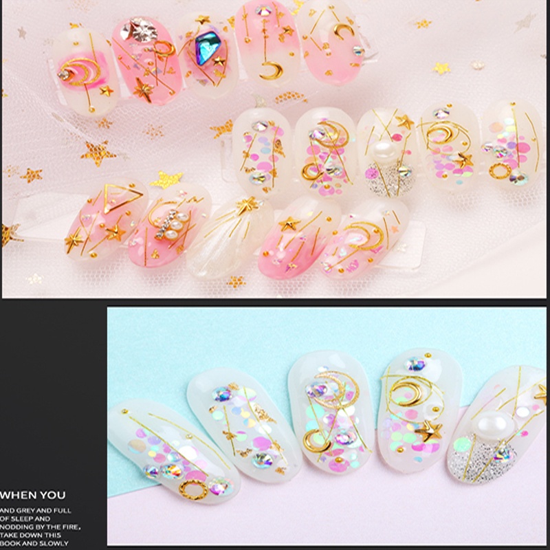 amos-japanese-xingyue-nail-art-alloy-jewelry-metal-frame-shaped-rivets-flat-bottom-rhinestone-shell-pieces