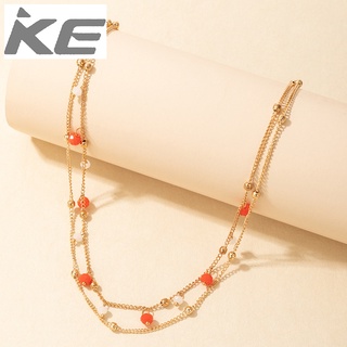 Beach Color Rice Bead Necklace Simple MultiClavicle Chain Women for girls for women low price