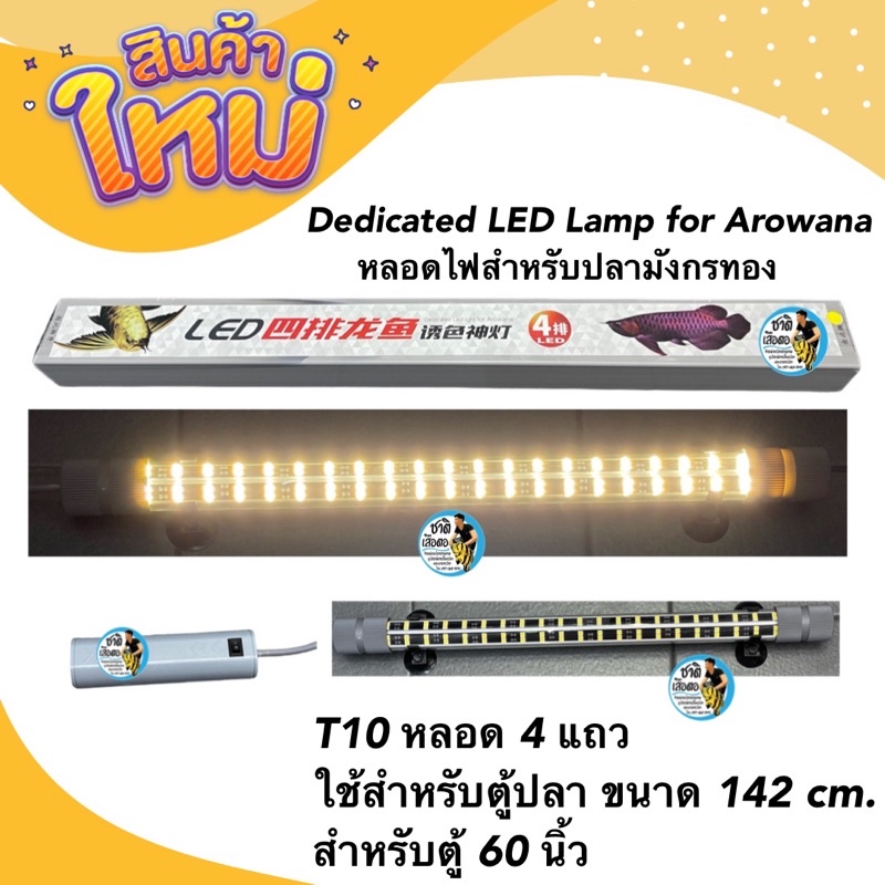 dedicated-led-lamp-for-arowana-หลอดไฟสำหรับปลามังกรทอง-t10-หลอด-4-แถวใช้สำหรับตู้ปลา-ขนาด-142-cm-สำหรับตู้-60-นิ้ว