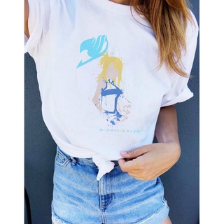 🔥 เสื้อยืดคอกลม แขนสั้น พิมพ์ลาย Fairy Tail สไตล์ฮิปฮอป แฟชั่นฤดูใบไม้ผลิ และฤดูใบไม้ร่วง สําหรับผู้หญิง 🔥