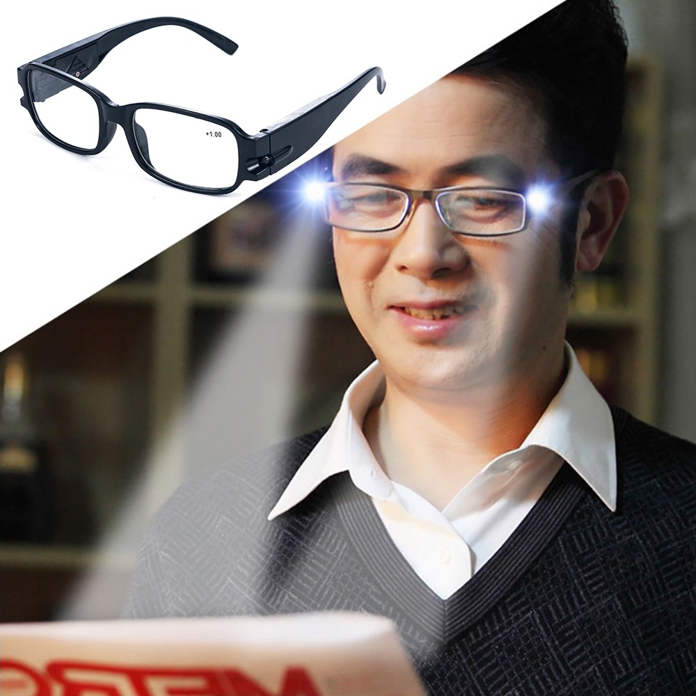 ภาพหน้าปกสินค้าแว่นสายตา แบบมีไฟ LED สำหรับอ่านหนังสือ 1 ชิ้น จากร้าน yankun88.th บน Shopee