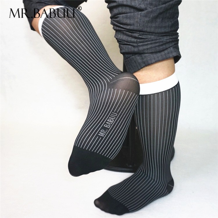 ถุงเท้าทำงาน-ถุงเท้าทำงานผู้ชาย-mens-sheer-socks-nylon-spandex-ถุงเท้าชุดสูท-ดำ-ขาว-ดำ-น้ำเงิน-ดำ-แดง