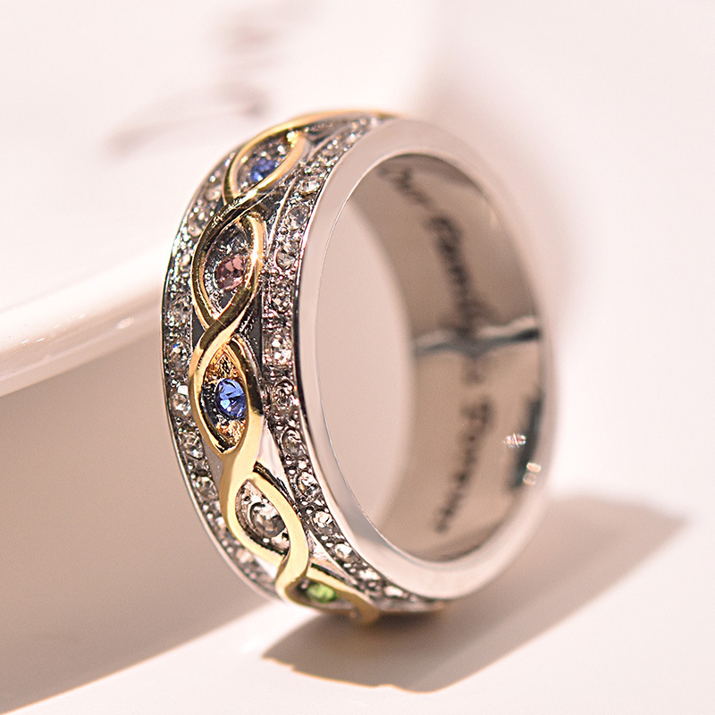 ภาพหน้าปกสินค้าLucky-Shopwish แหวนทูโทนชุบทองคำขาว 18k ใหม่ งานแต่งงานแหวนแต่งงานแหวน