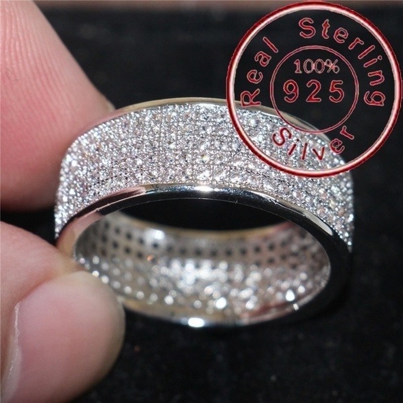 ภาพหน้าปกสินค้าแหวนเงิน 925 ประดับเพชรแหวนแต่งงานเครื่องประดับแฟชั่นสตรีไซส์ 6-13