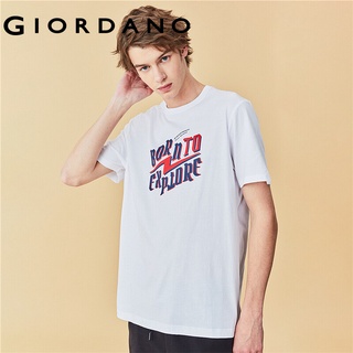 Giordano Men เสื้อคอกลมแขนสั้นมีลวดลายสกรีนตัวอักษรภาษาอังกฤษ Free Shipping 13090204 BCFA