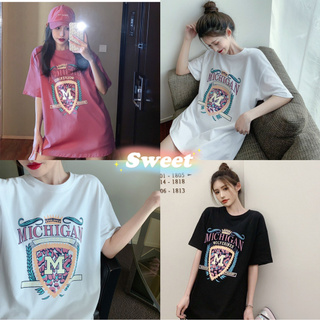 สินค้า Sweet เสื้อยืด💕 Michigan💕 สไตส์เกาหลี เสื้อยืดงานดี หลากสี เนื้อนุ่ม ลายสกีน J1009