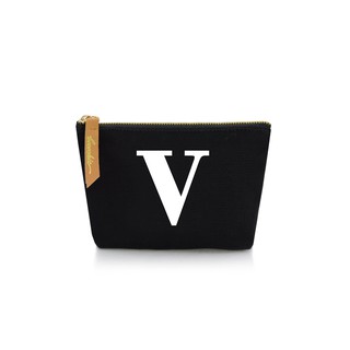 กระเป๋าผ้าลายอักษร ALPHABET  Pouch Coin Bag BLACK  V