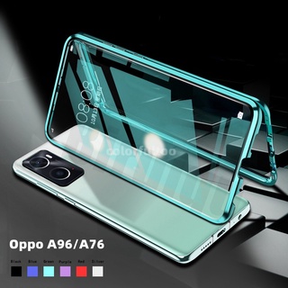 เคสโทรศัพท์มือถือแบบกระจกนิรภัยแข็ง ฝาพับ สองด้าน กันกระแทก สําหรับ Oppo A96 A 96 A76 A36 A54 4G Reno 7Z Reno7 5G 8Z Reno8 Reno 8 4G 5G