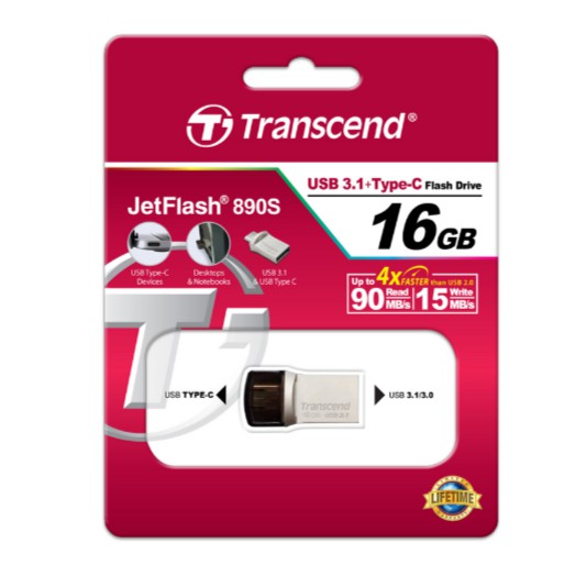ภาพหน้าปกสินค้าเเฟลซไดร์ฟ TRANSCEND JETFLASH รุ่น JF890S UP TO 4X FASTER THAN USB 2.0 (90 READ MB/s ,15 WRITE MB/s)