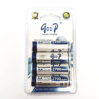 ถ่านชาร์จ GODP ขนาดAA 2700mAh 1.2V แพค4ก้อน