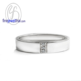 Finejewelthai แหวน-แหวนเพชร-แหวนเงินแท้-Minimal-Diamond-CZ-Silver-Ring - R1419cz (สามารถเลือกสีตัวเรือนได้)