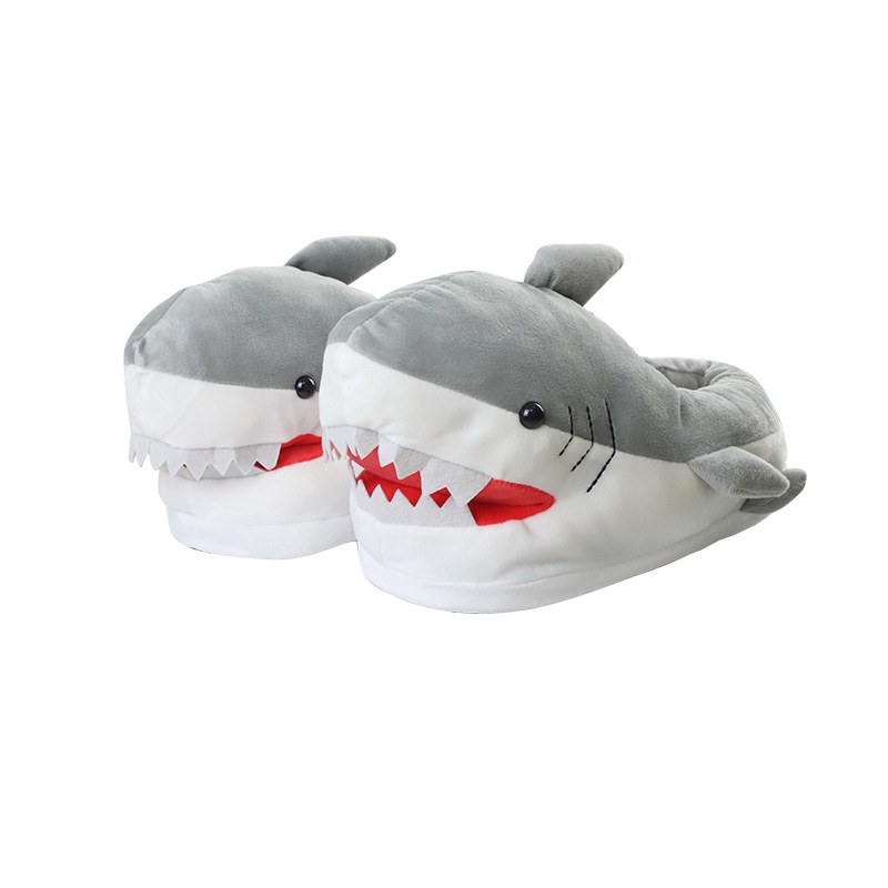 สลิปเปอร์ฉลามใส่ในบ้าน-รองเท้าปลามฉลามแบบเท้าหุ้มขนนุ่ม-แบบใหม่