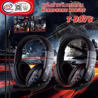 หูฟังเล่นเกม รุ่น997s แจ็คเดียว 3.5mm ใช้เสียบเครื่องคอม,โน้ตบุ๊ครุ่นใหม่หรือมือถือที่มี 1 รู ไมค์และหูฟังใช้ร่วมกัน แยก