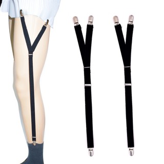 BST✿2Pcs/Set Y Style Elastic Leg Suspender Strap Shirt Stays Locking Clamps