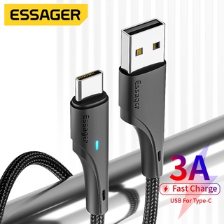 Essager สายชาร์จ usb type c 3A พร้อมไฟ LED 0.25-3 เมตร สําหรับโทรศัพท์ Xiaomi Samsung Android