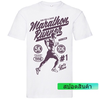 เสื้อยืดลําลอง ผ้าฝ้าย 100% แขนสั้น พิมพ์ลายกราฟฟิค Marathon Runner ใส่สบาย 2022