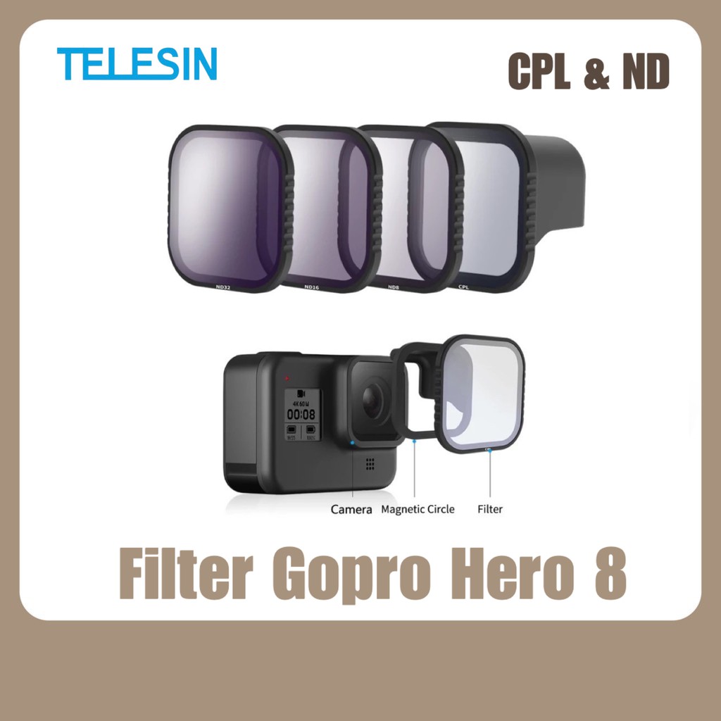 TELESIN ฟิวเตอร์ Gopro Hero 8 ( ND8 ND16 ND32 CPL ) Filter Set