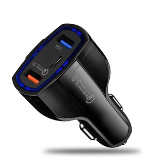 อุปกรณ์ชาร์จโทรศัพท์มือถือ USB 3.0 2 พอร์ต แบบชาร์จเร็ว สําหรับรถยนต์