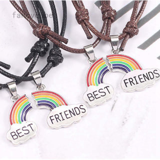 สร้อยข้อมือหนังเชือก ปรับขนาดได้ จี้รูปรุ้ง Bff Forever LGBT สําหรับผู้หญิง