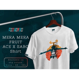 เสื้อยืดผู้ชาย$MERA MERA FRUIT (ACE X SABO) เสื้อยืดเชิ้ต 1 ชิ้นลายวันพีซสําหรับผู้ชาย/เสื้อยืด p;u