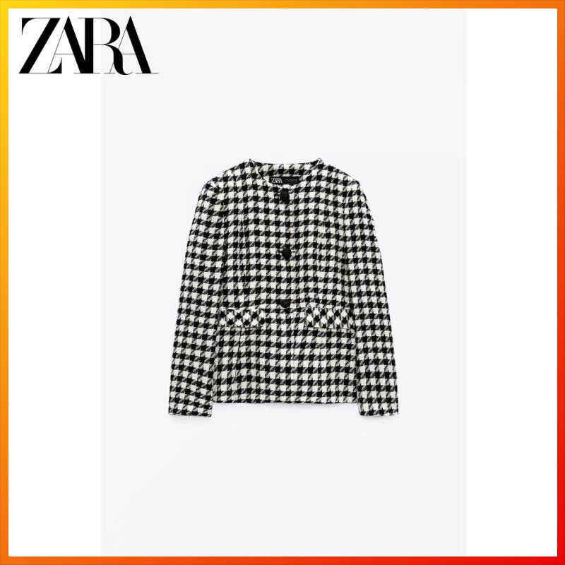 zara-ใหม่-เสื้อแจ็กเก็ตสูทลําลอง-ลายฟันสุนัข-สําหรับผู้หญิง