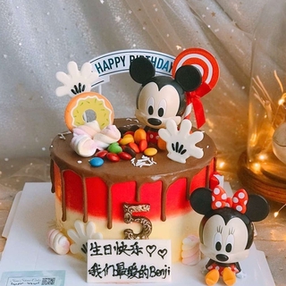 ฟิกเกอร์ Minnie Mickey Mouse ตุ๊กตาดิสนีย์ของเล่นสําหรับเด็ก