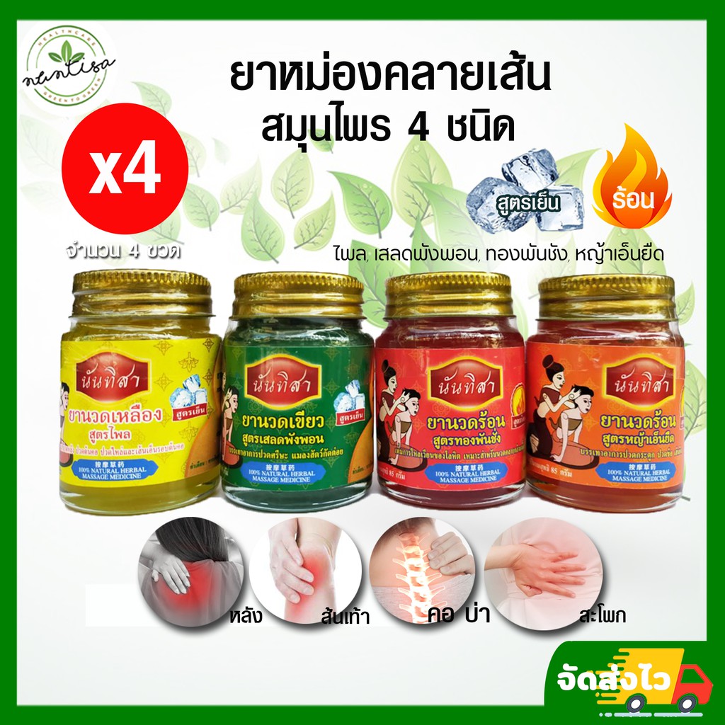 ภาพหน้าปกสินค้ายาหม่อง4ขวด บรรเทาอาการออฟฟิศซินโดรม ปวดหลัง ปวดขา เคล็ด ขัด ยอก เส้นยึดตึง ข้อต่อติด นิ้วล็อค ตรานันทิสา จากร้าน nuntisa.th บน Shopee