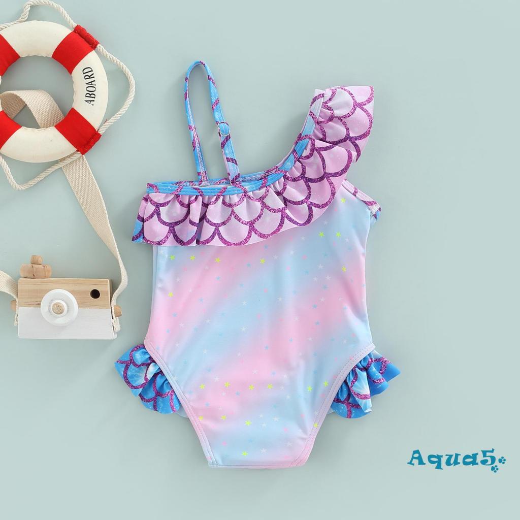 aqq-girls-one-piece-bikini-fish-scale-ruffle-embellishment-asymmetrical-straps-bronzing-letter-print-swimsuit