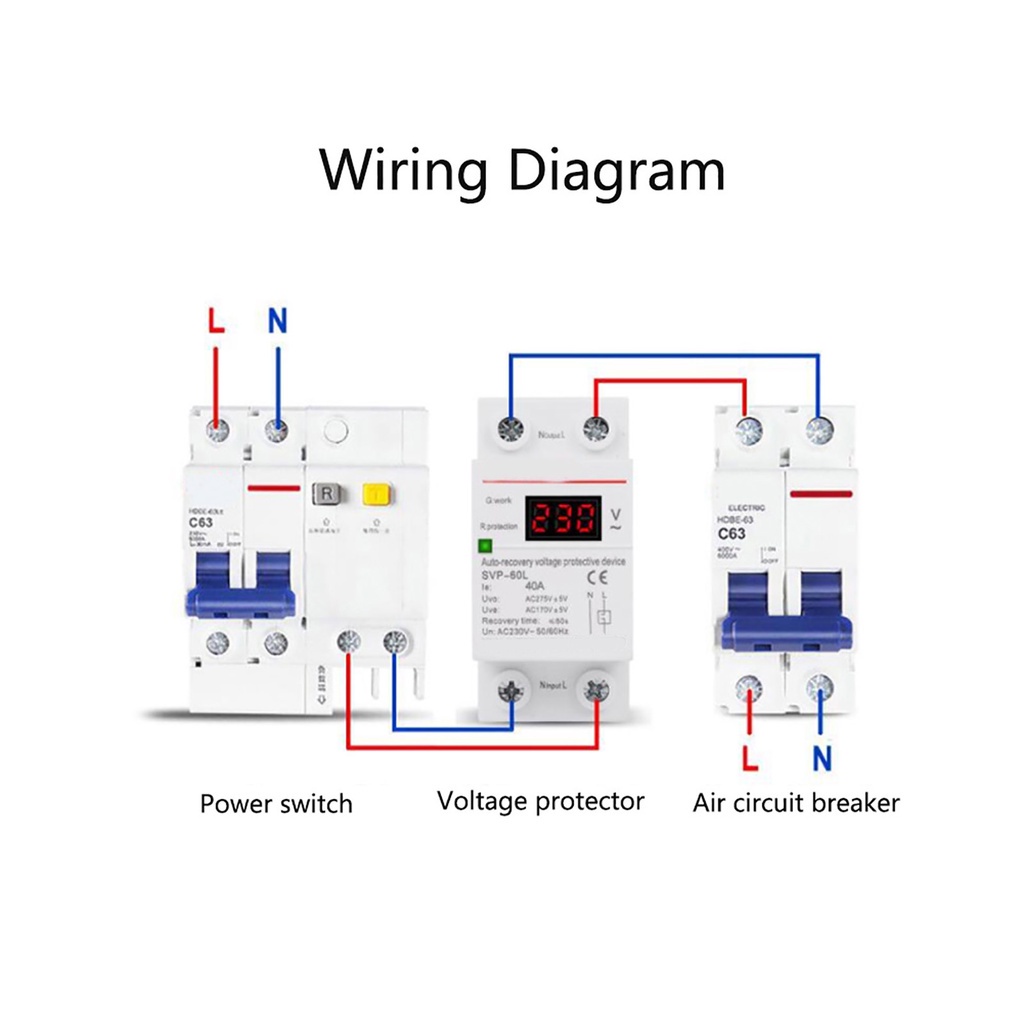 อุปกรณ์ป้องกันไฟเกิน-ไฟตก-กระแสเกิน-230v-40aอุปกรณ์ป้องกันแรงดันไฟฟ้าอัตโนมัติ