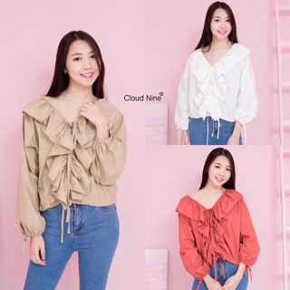 Front Braided Ruffle Blouse