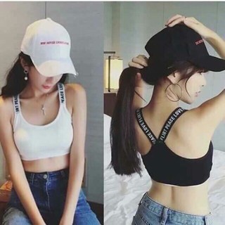 ภาพขนาดย่อของภาพหน้าปกสินค้าสินค้าพร้อมส่งจากไทย Angle Bra  (N029) พร้อมส่ง    ราคาส่ง ตั้งแต่ตัวแรก  สปอร์ตบราสายลายตัวอักษร สายไขว้หลังเก๋ๆ จากร้าน anglebra บน Shopee