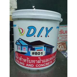 สีน้ำทาฝ้าและคอนกรีต DIY (ดีไอวาย) สีขาว สีน้ำอะคริลิคสำหรับ ภายใน D.I.Y CEILING AND CONCRETE PAINT ขนาด 1แกลลอน 3.5L