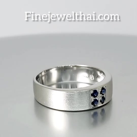 finejewelthai-แหวนไพลิน-ไพลิน-แหวนเพชรcz-แหวนพลอย-พลอยประจำเดือนเกิด-blue-sapphire-silver-ring-r1018bl