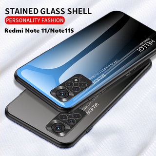 เคสโทรศัพท์มือถือกระจกนิรภัย แบบแข็ง ไล่โทนสี สําหรับ Xiaomi Redmi Note 11S Note11 Note 10 Pro 10Pro Redmi 10 2022