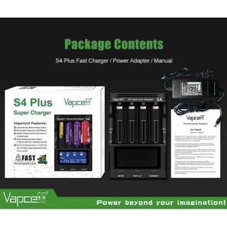 เครื่องชาร์จVapcell S4 Plus ของแท้ ชาร์จไวสูงสุดที่3A