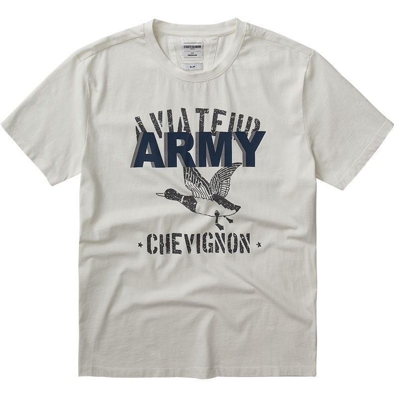 100-cotton-chevignon-เสื้อยืดลําลอง-แขนสั้น-คอกลม-ผ้าฝ้าย-พิมพ์ลายนกน้ํา-แฟชั่นฤดูร้อน-สําหรับผู้ชาย