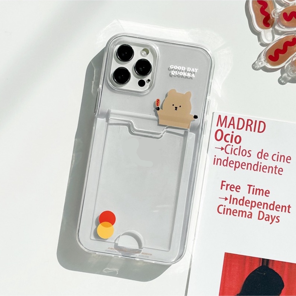 🇰🇷【 Korean Phone Case 】 Card Pocket Jelly Case Simple