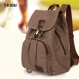 TAIDU กระเป๋านักรียน กระเป๋าสตรี ย้อนยุค สาวผ้าใบกลางแจ้งแฟชั่น คุณภาพสูงและทนทาน กระเป๋าเป้หญิง กระเป๋าเป้