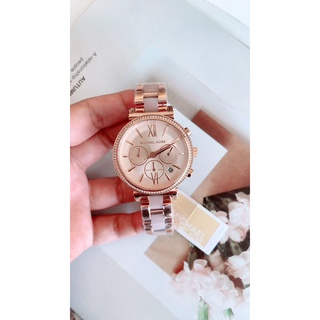 นาฬิกา นาฬิกาหญิง Michael Kors Sofie Stainless Steel Chronograph Watch หน้าปัดล้อมเพรช