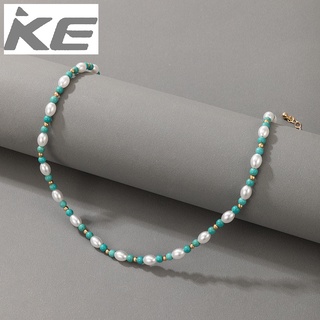 Jewelry temperament small fresh holiday pearl necklace green rice bead necklace for girls for